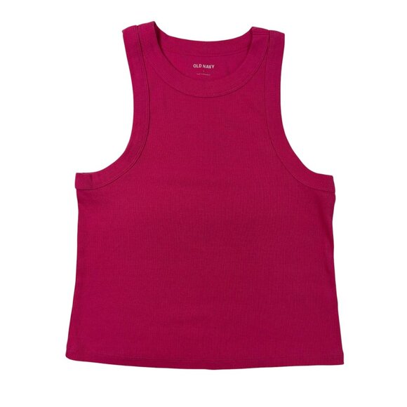 Old Navy Ribbed Tank Top Women’s Size L Fuchsia Stretch Cotton Blend - Picture 2 of 10